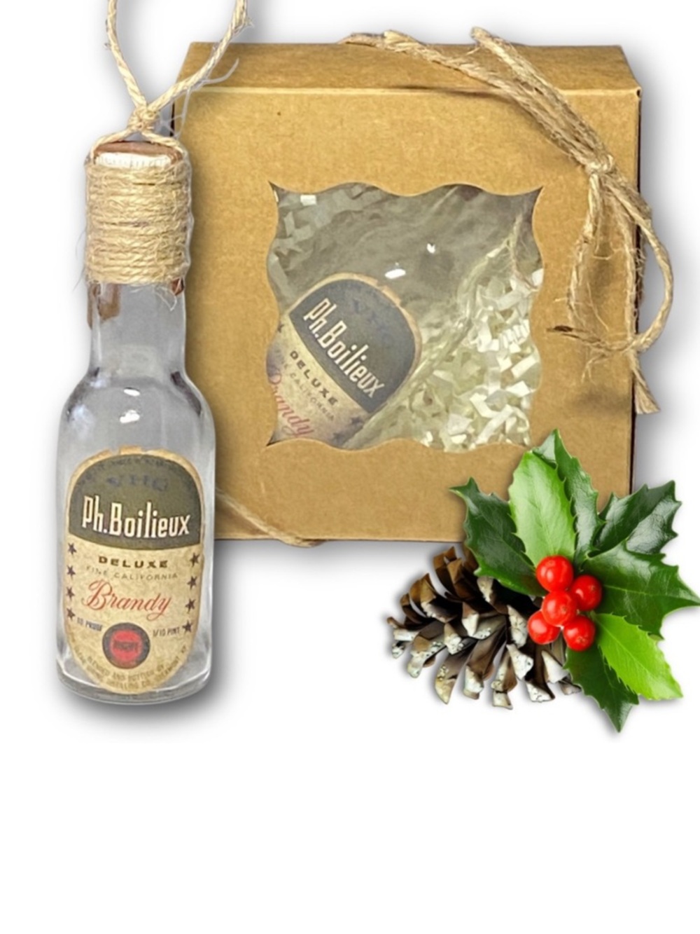 Ph. Boilieux Deluxe Fine California Brandy Artisan Vintage Glass Bottle Ornament